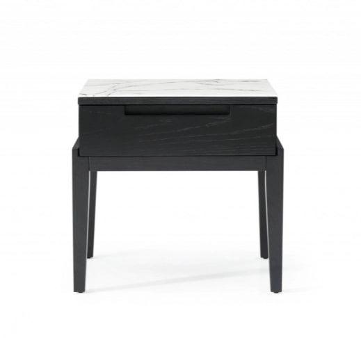 Twenty10 Designs Orchid Marble Bedside Single Drawer in Black-Esme Furnishings