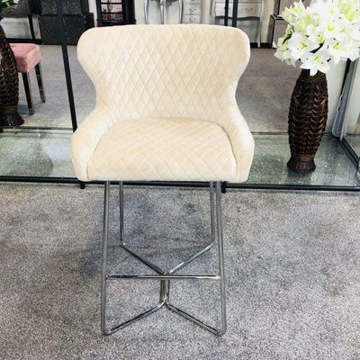 Osaka Mink Plush Velvet Quilted Back Bar Stool-Esme Furnishings