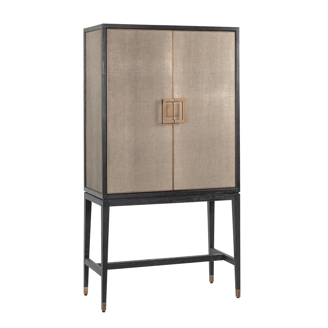 Richmond Interiors Bloomville Shagreen Faux Leather 2 Door Bar Cabinet
