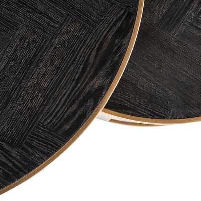 Richmond Interiors Blackbone Black Oak and Brass Nest of 2 Coffee Tables