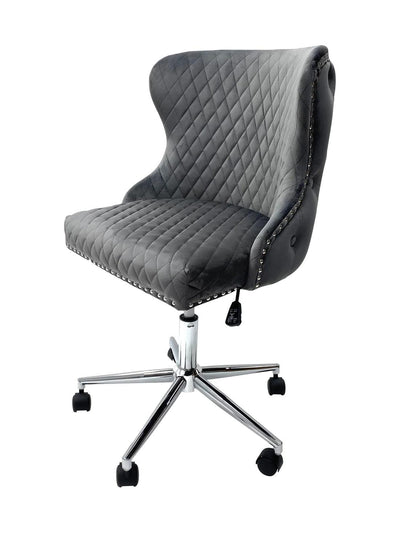 Valentino Grey Velvet Office Chair-Esme Furnishings