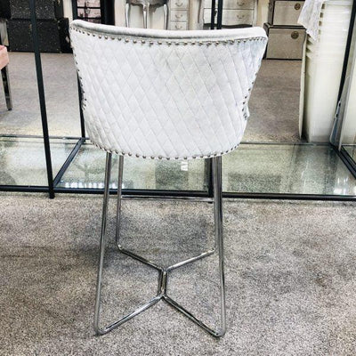 Osaka Pewter Shimmer Grey Velvet Quilted Back Bar Stool-Esme Furnishings