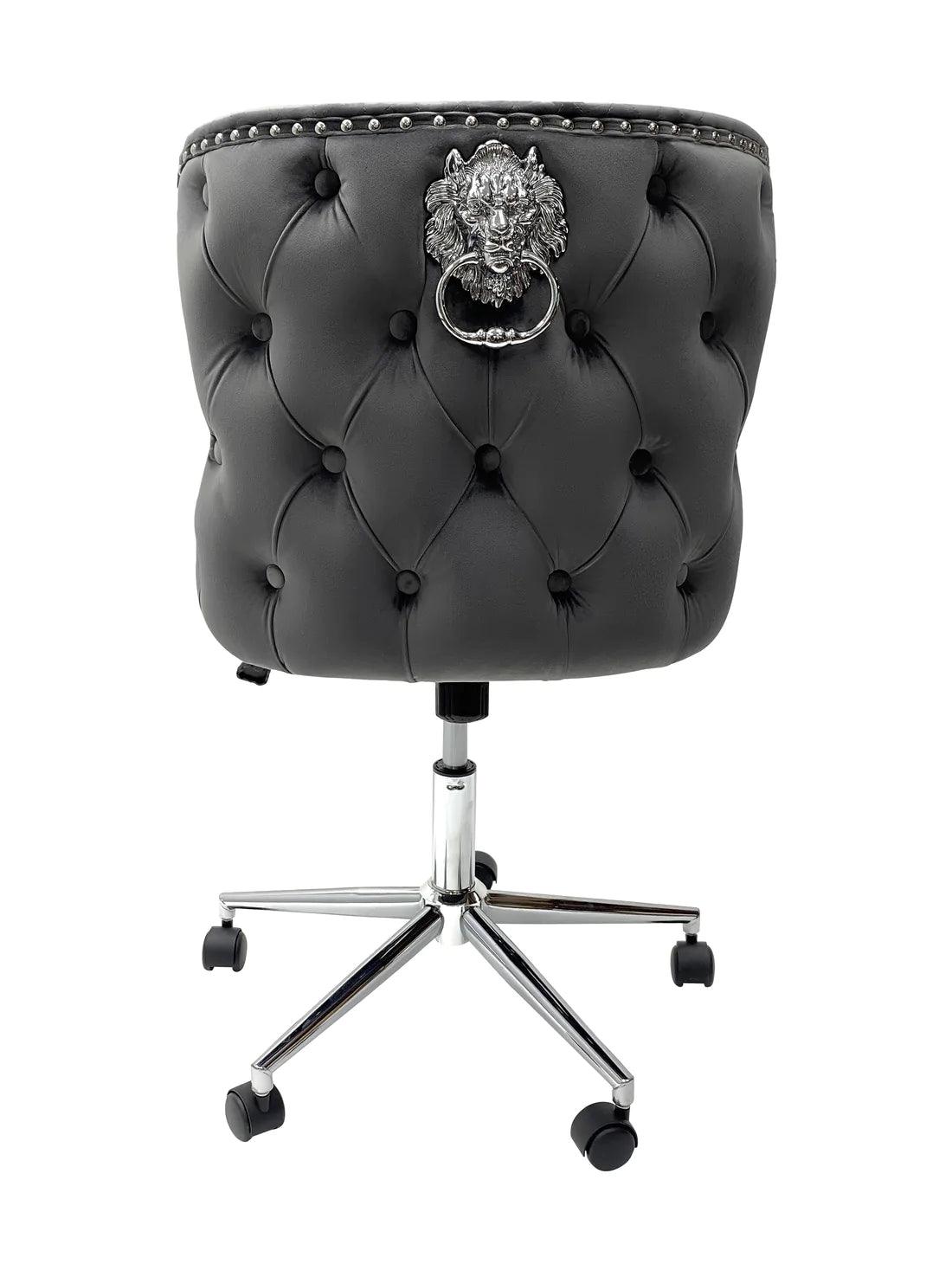 Valentino Grey Velvet Office Chair-Esme Furnishings