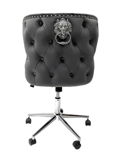 Valentino Grey Velvet Office Chair-Esme Furnishings