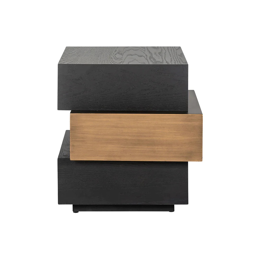 Richmond Interiors Cambon Layered End Table with Black Oak Wood Top