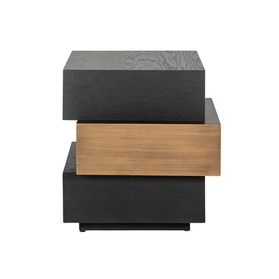 Richmond Interiors Cambon Layered End Table with Black Oak Wood Top