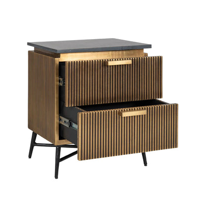 Richmond Ironville Golden 2 Drawer Bedside Cabinet-Belmont Interiors