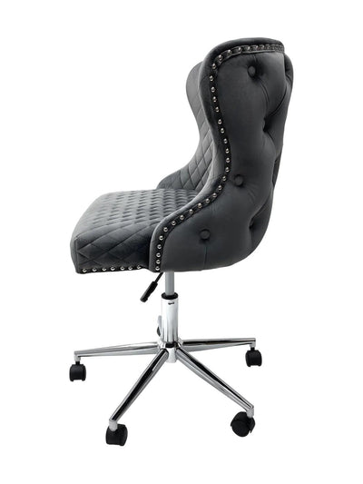 Valentino Grey Velvet Office Chair-Esme Furnishings