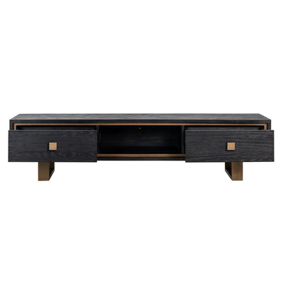 Richmond Interiors Hunter Black Oak and Gold 2 Drawer TV Unit