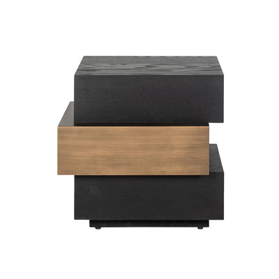 Richmond Interiors Cambon Layered End Table with Black Oak Wood Top