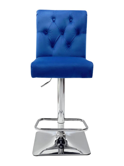 Sophia Navy Blue Quilted Lion Knockerback Plush Velvet Bar Stool-Esme Furnishings
