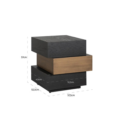 Richmond Interiors Cambon Layered End Table with Black Oak Wood Top