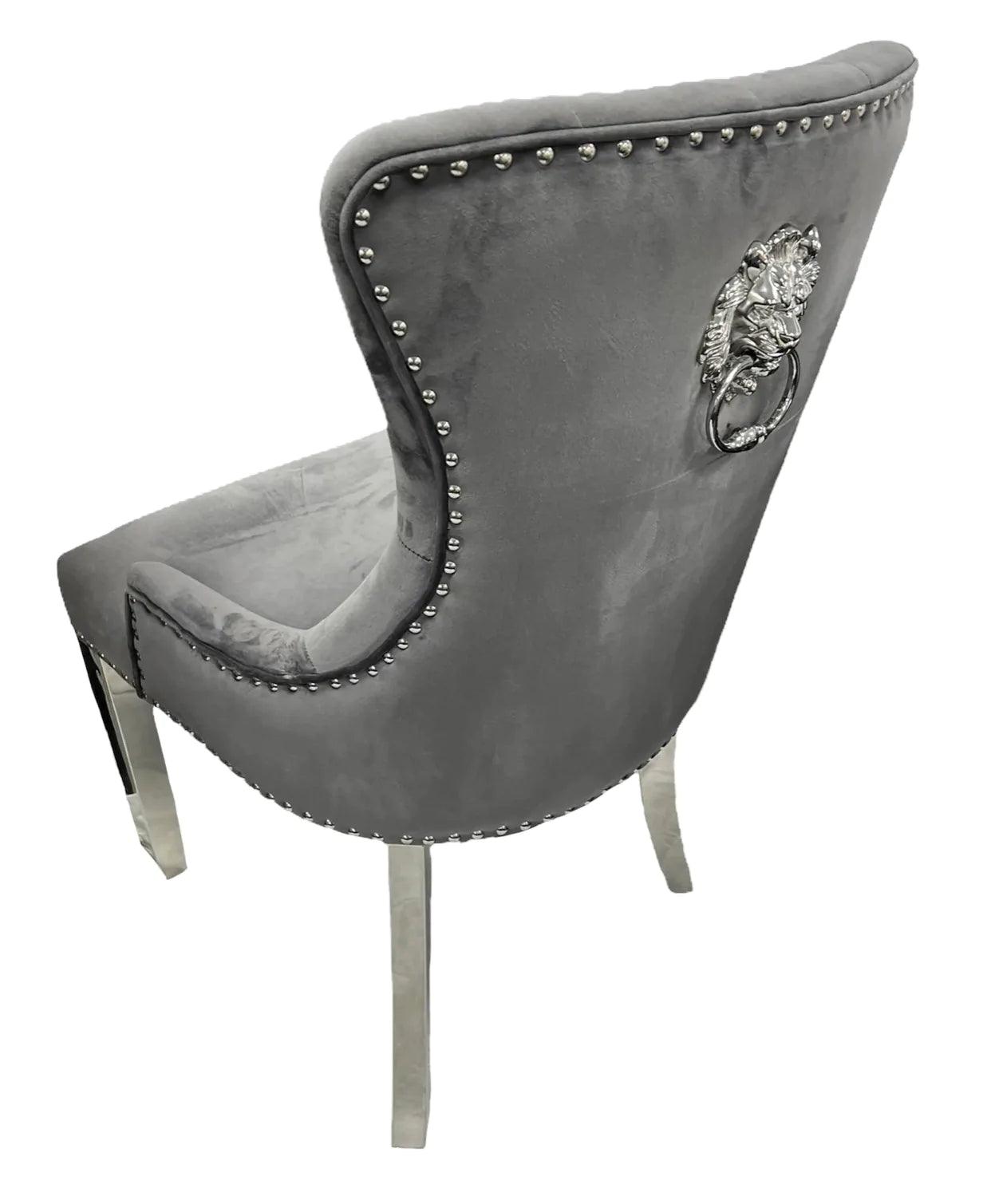Arianna 200cm Cream Marble Dining Table + Lion Knocker Dining Chairs-Esme Furnishings