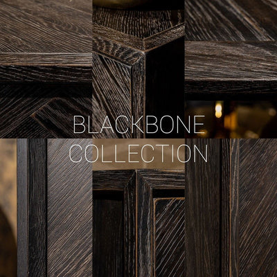 Richmond Interiors Blackbone Black Oak and Gold 4 Door Wide Sideboard