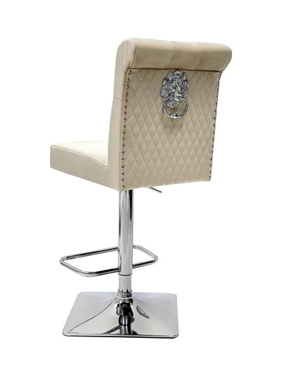 Sophia Mink Quilted Lion Knockerback Plush Velvet Bar Stool-Esme Furnishings
