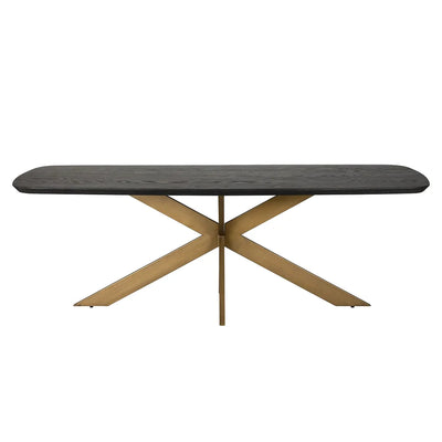 Richmond Interiors Cambon Dark Coffee Oak Danish Oval Dining Table with Brushed Base