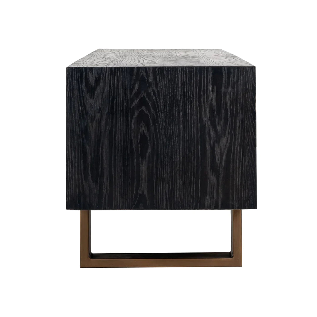 Richmond Interiors Hunter Black Oak and Gold 2 Drawer TV Unit