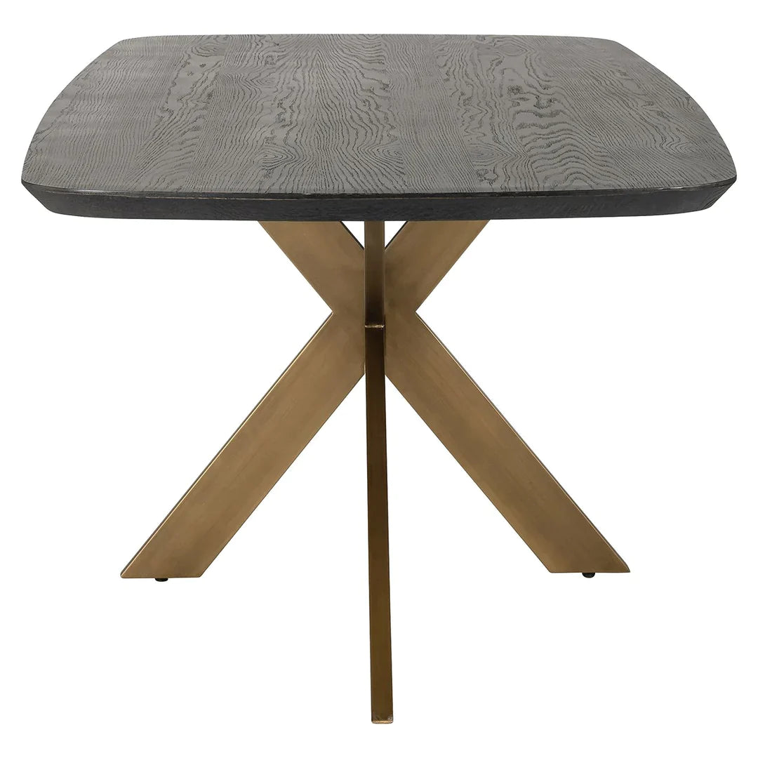 Richmond Interiors Cambon Dark Coffee Oak Danish Oval Dining Table with Brushed Base