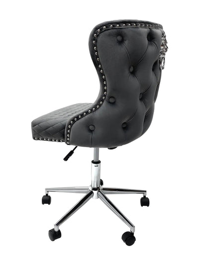 Valentino Grey Velvet Office Chair-Esme Furnishings