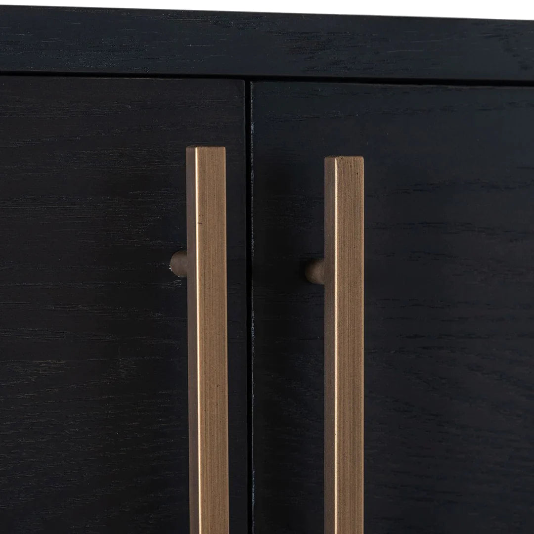 Richmond Interiors Cambon Gold Stainless Steel Bookcase with Dark Coffee 4 Door Cabinet