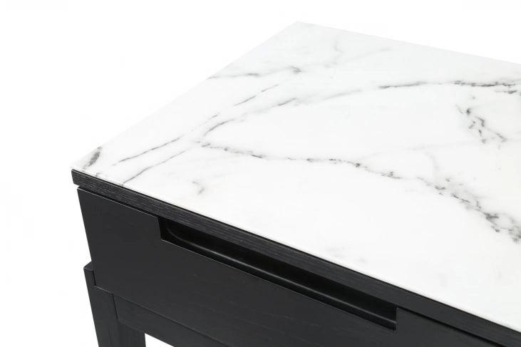 Twenty10 Designs Orchid Marble Bedside Single Drawer in Black-Esme Furnishings