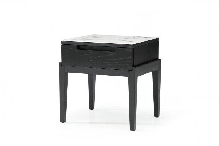 Twenty10 Designs Orchid Marble Bedside Single Drawer in Black-Esme Furnishings