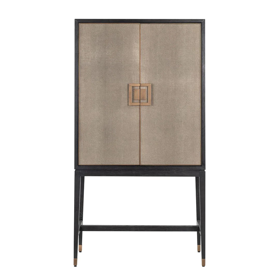Richmond Interiors Bloomville Shagreen Faux Leather 2 Door Bar Cabinet