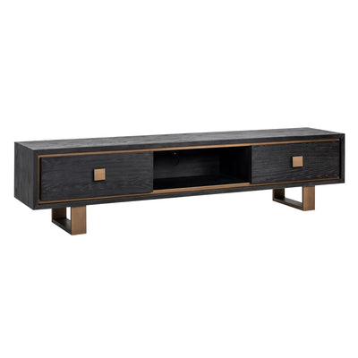 Richmond Interiors Hunter Black Oak and Gold 2 Drawer TV Unit