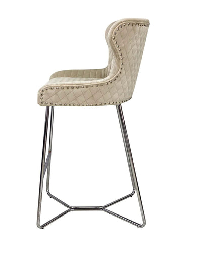 Osaka Mink Plush Velvet Quilted Back Bar Stool-Esme Furnishings