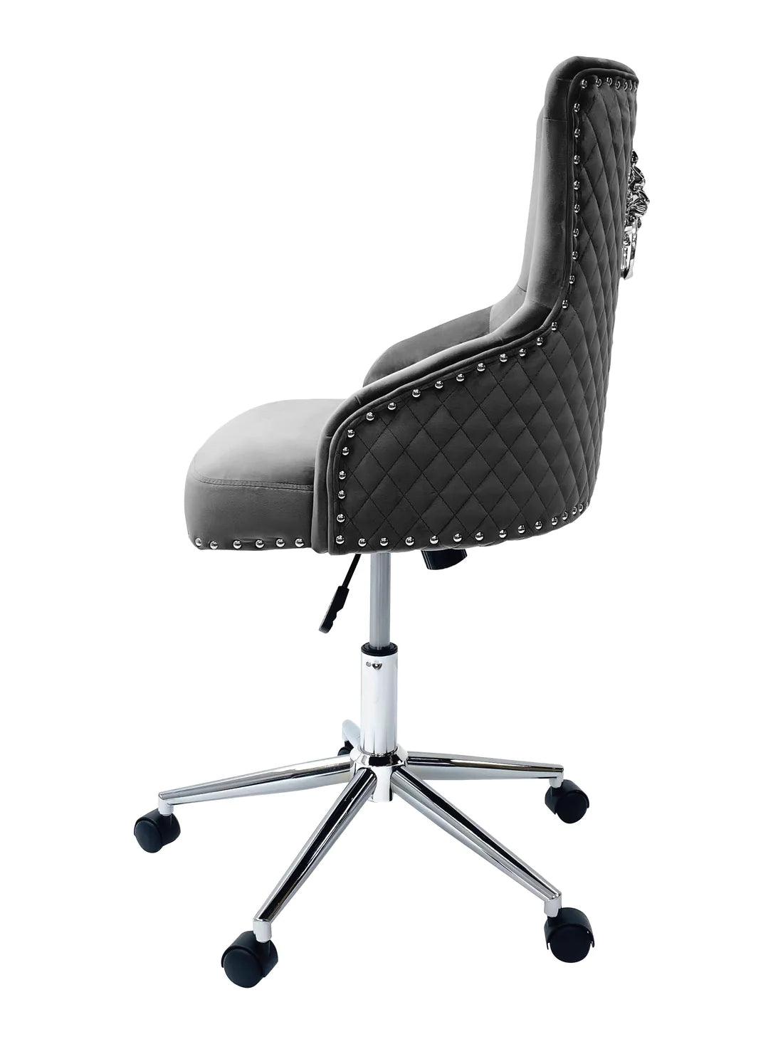 Majestic Grey Velvet Office Chair-Esme Furnishings