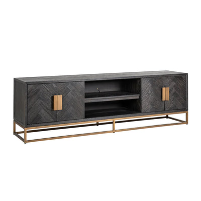 Richmond Interiors Blackbone Black Oak and Brass TV Unit - 200cm