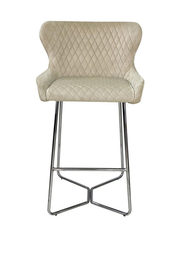 Osaka Mink Plush Velvet Quilted Back Bar Stool-Esme Furnishings