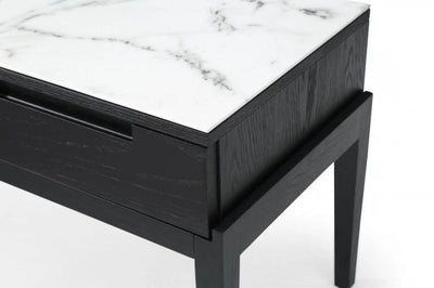 Twenty10 Designs Orchid Marble Bedside Single Drawer in Black-Esme Furnishings