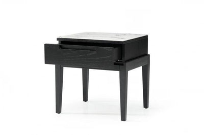 Twenty10 Designs Orchid Marble Bedside Single Drawer in Black-Esme Furnishings