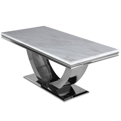 Arial 200CM Marble & Chrome Dining Table - 4 Colours-Esme Furnishings