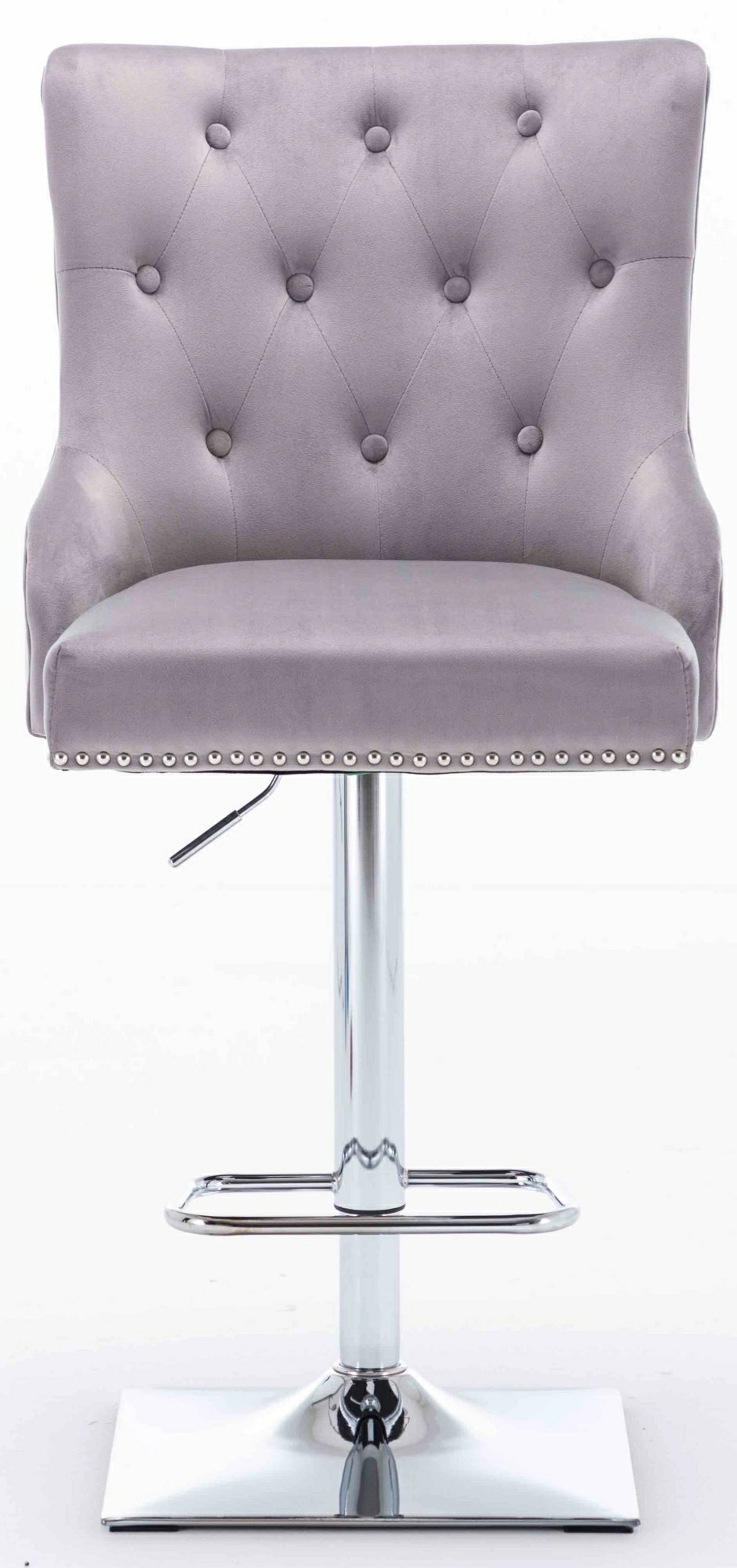 Knightsbridge Light Grey French Velvet Ring Knocker Back Bar Stool-Esme Furnishings