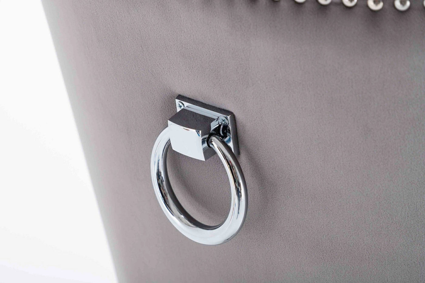 Knightsbridge Light Grey French Velvet Ring Knocker Back Bar Stool-Esme Furnishings
