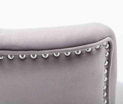 Knightsbridge Light Grey French Velvet Ring Knocker Back Bar Stool-Esme Furnishings