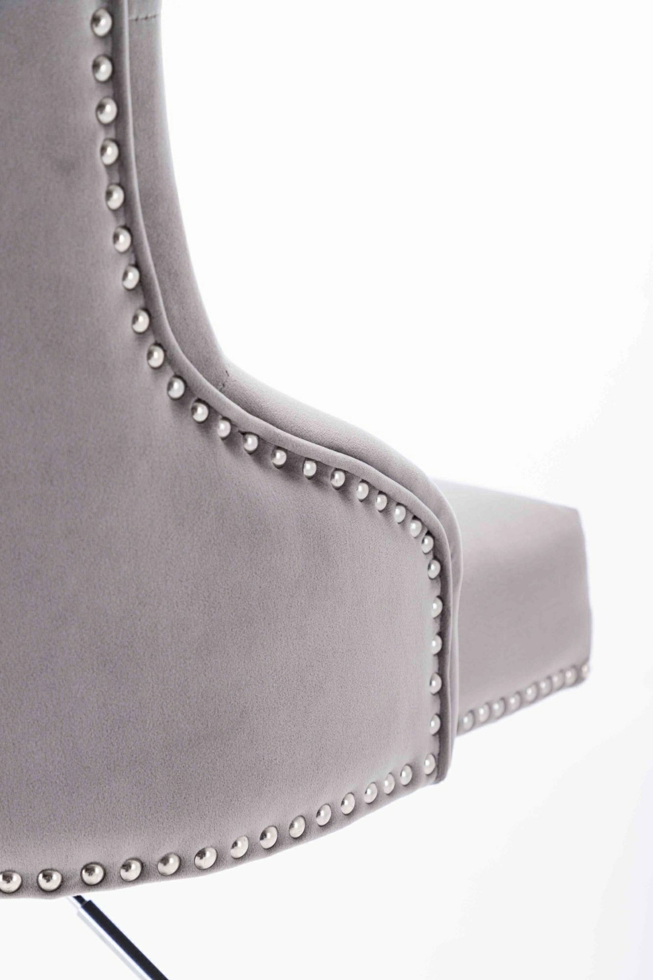 Knightsbridge Light Grey French Velvet Ring Knocker Back Bar Stool-Esme Furnishings