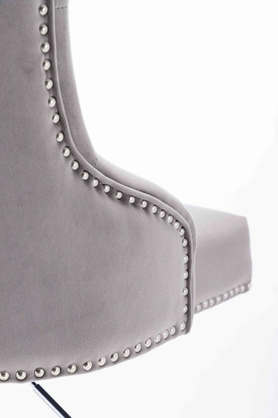 Knightsbridge Light Grey French Velvet Ring Knocker Back Bar Stool-Esme Furnishings