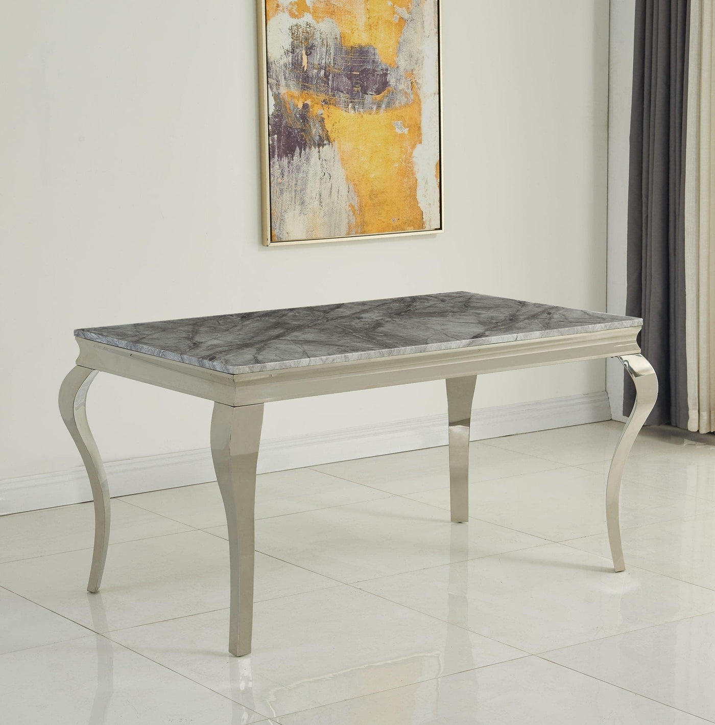Louis 160cm Grey Marble Dining Table + 4 Grey Lion Knocker Chairs + 110cm Bench-Esme Furnishings
