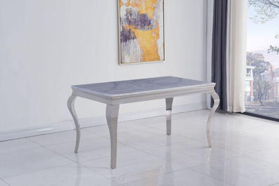 Louis 140cm White Marble Dining Table + Belle Plush Velvet Chairs-Esme Furnishings