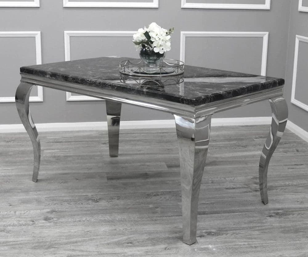 Louis 150CM Marble & Chrome Dining Table - 5 Colours-Esme Furnishings