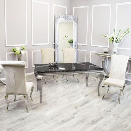 Louis Black Marble Dining Table - All Sizes-Esme Furnishings
