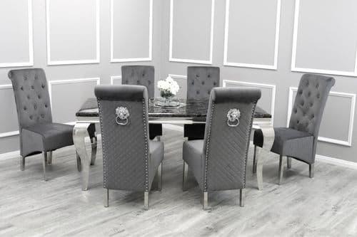 Louis Black Marble Dining Table - All Sizes-Esme Furnishings