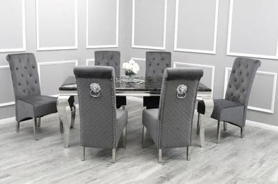 Louis Black Marble Dining Table - All Sizes-Esme Furnishings