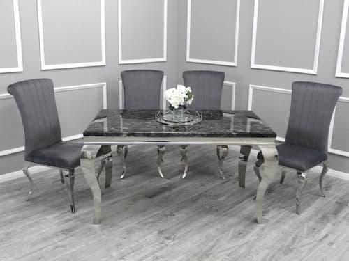 Louis Black Marble Dining Table - All Sizes-Esme Furnishings