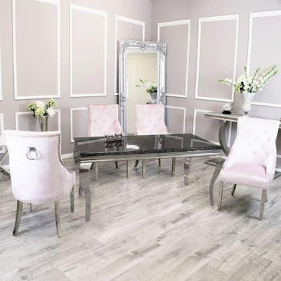 Louis Black Marble Dining Table - All Sizes-Esme Furnishings