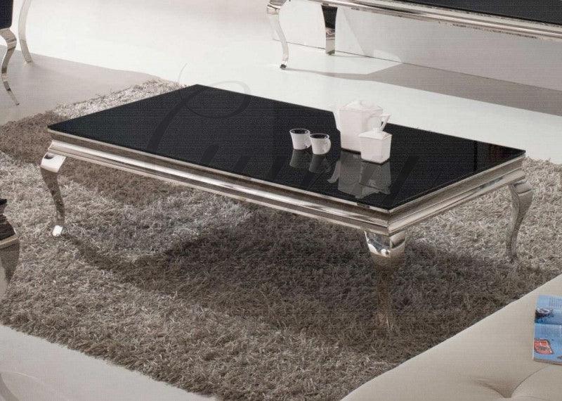 Louis 130cm Black Tempered Glass Coffee Table-Esme Furnishings
