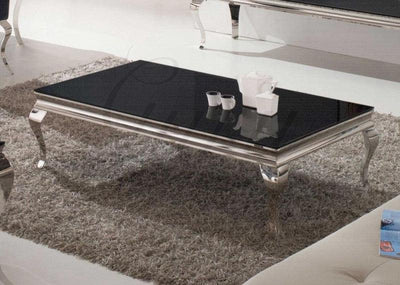 Louis 130cm Black Tempered Glass Coffee Table-Esme Furnishings